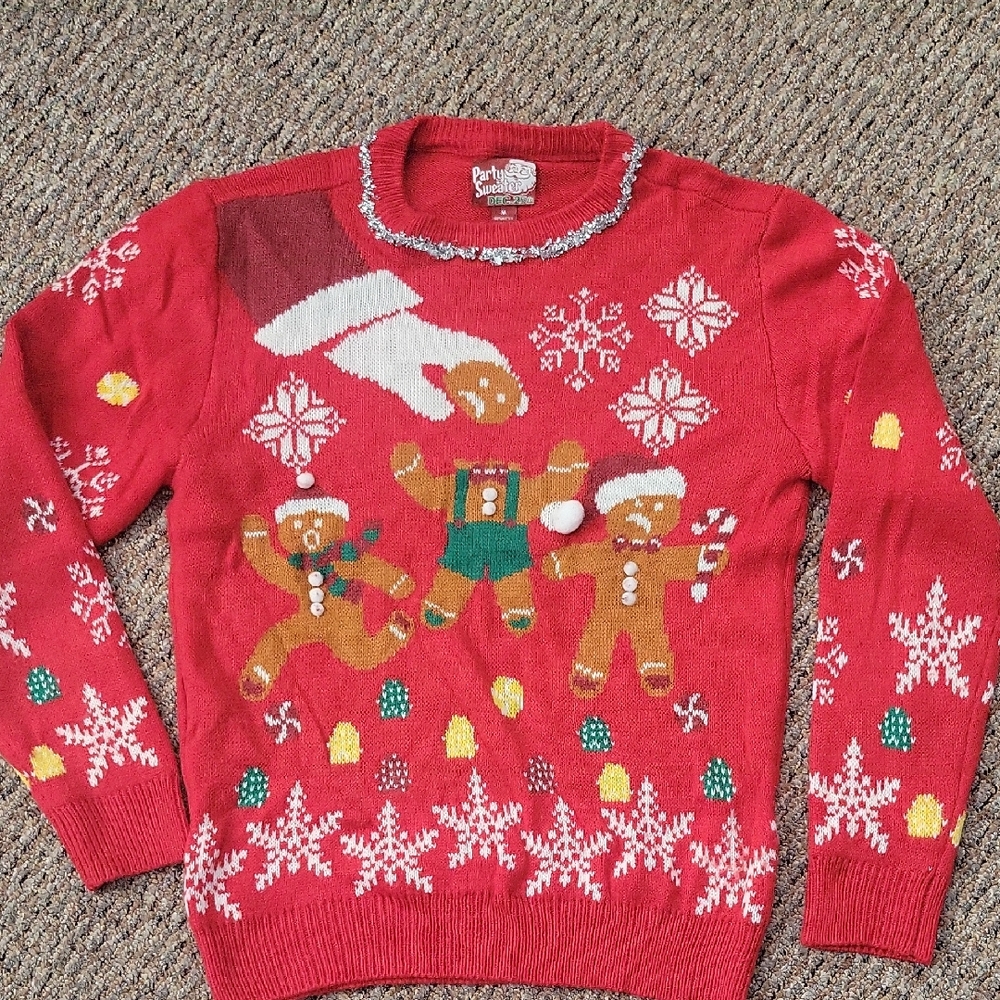 Festive Red Gingerbread Sweater